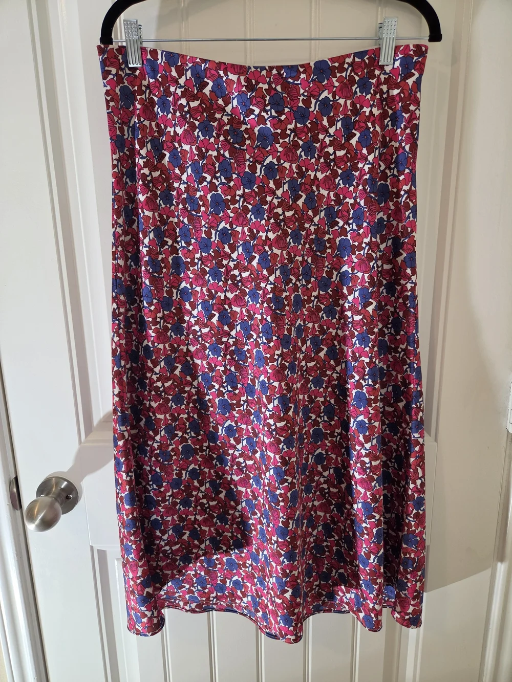 J.Crew Gwyneth Slip Skirt Berry Floral Midi A-Line Size M